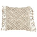 Saro Lifestyle SARO 5148.N18S 18 in. Square Down Filled Macrame Throw Pillow - Natural 5148.N18S